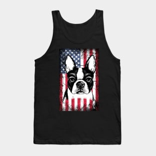 Patriotic Boston Terriers American Flag Tank Top